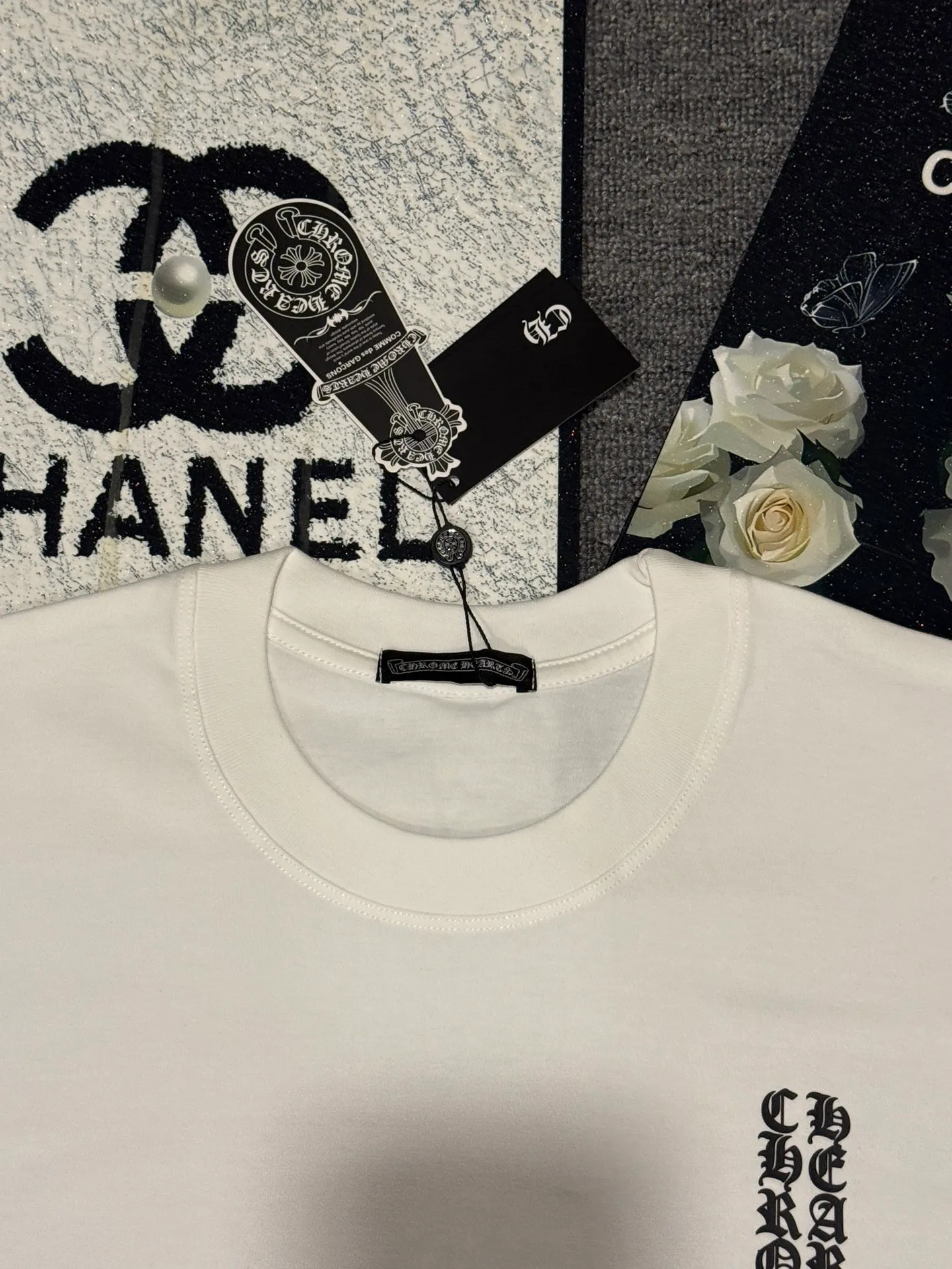 （ ） :YH 003 CH LOGO 1:1 Same Style 32 Breathable 1x 1 oversize 1:1 :White Black Size:S-XL